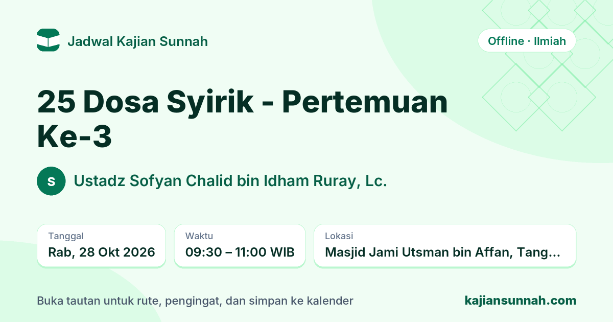 Kartu 25 Dosa Syirik - Pertemuan Ke-3