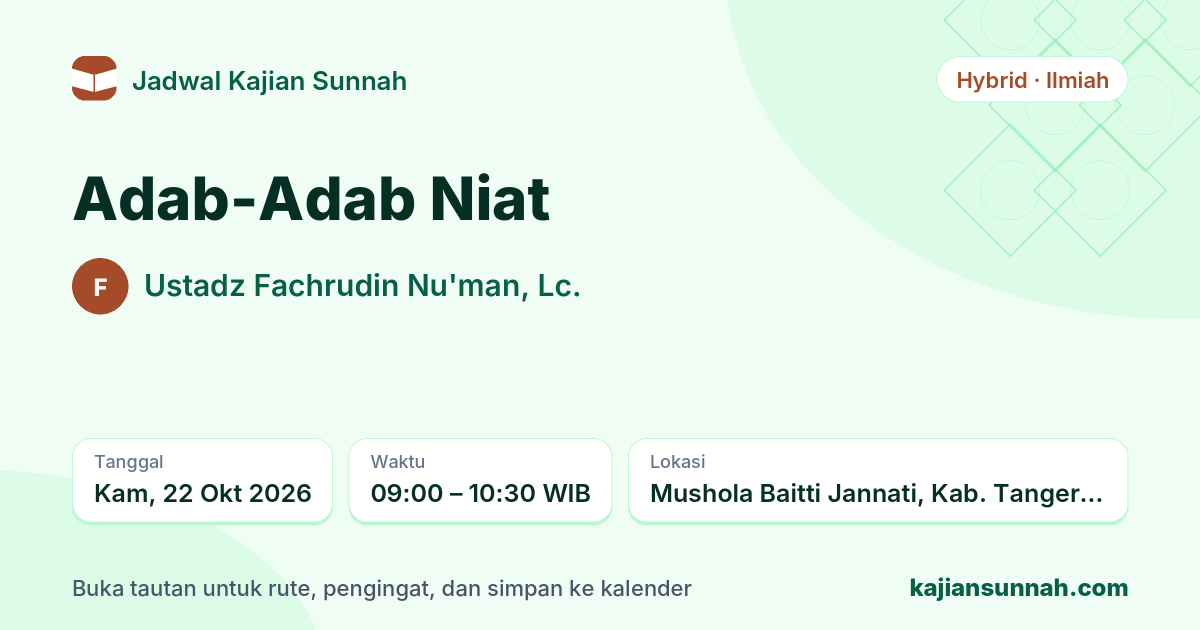 Kartu Adab-Adab Niat