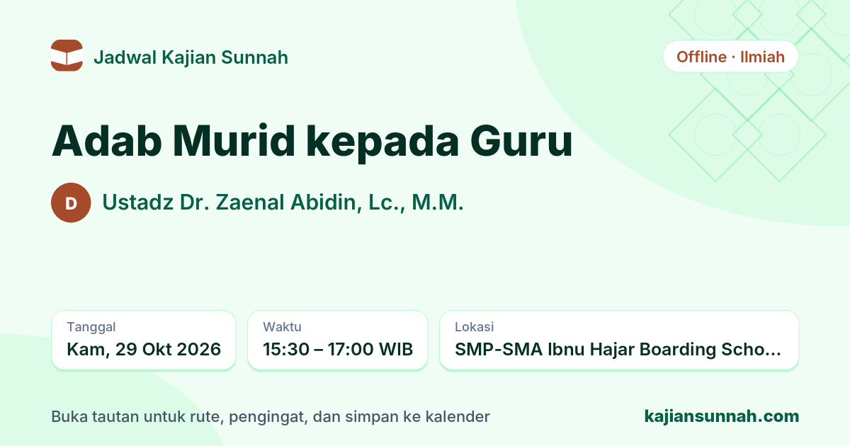 Kartu Adab Murid kepada Guru