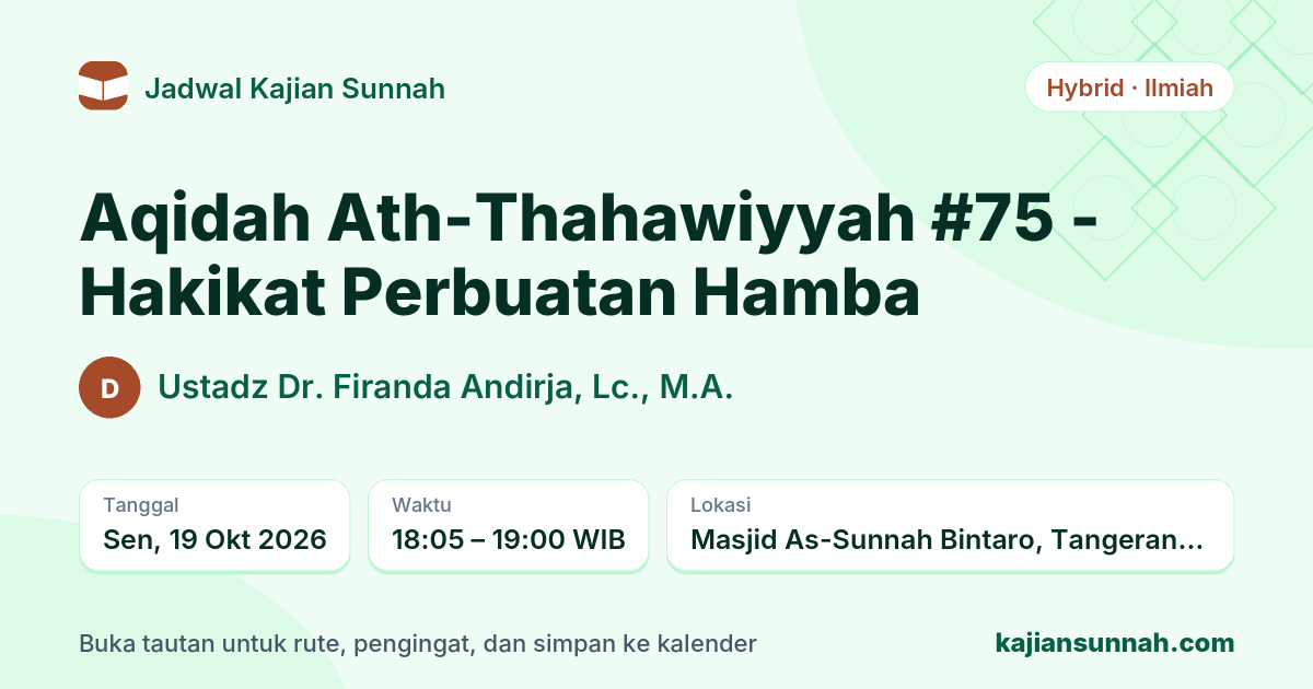 Kartu Aqidah Ath-Thahawiyyah #75 - Hakikat Perbuatan Hamba