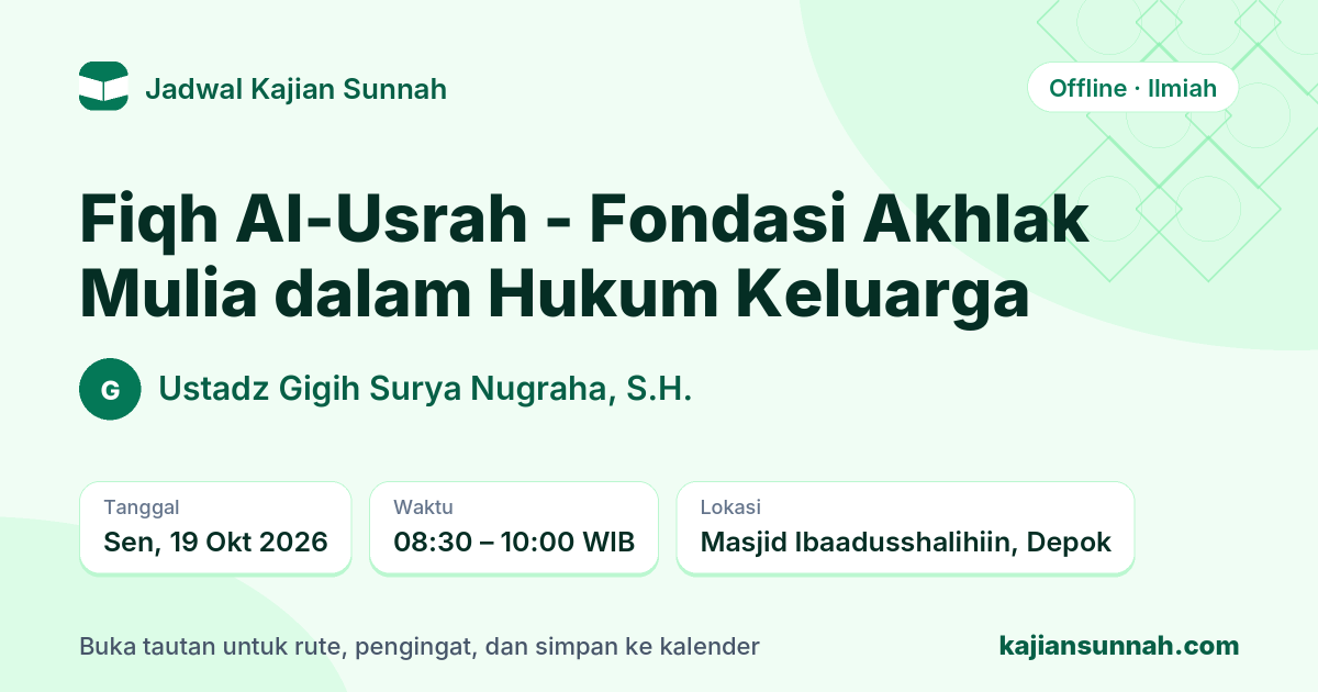 Kartu Fiqh Al-Usrah - Fondasi Akhlak Mulia dalam Hukum Keluarga