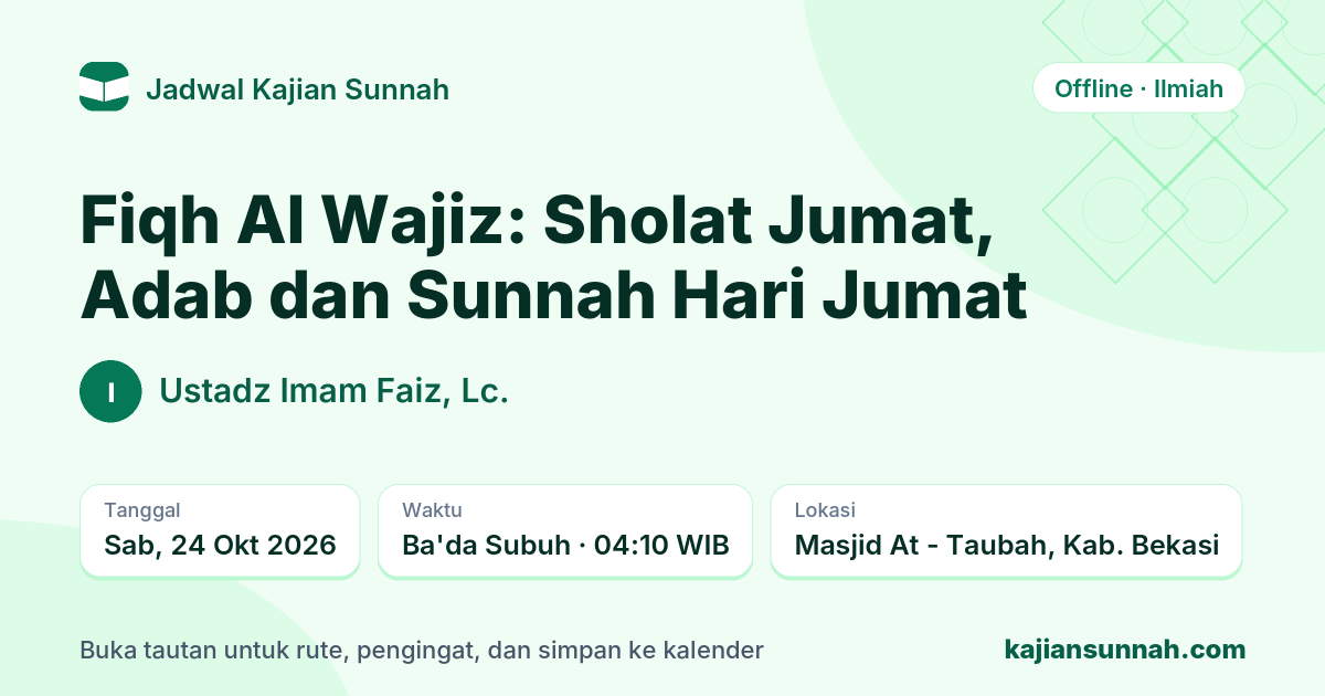 Kartu Fiqh Al Wajiz: Sholat Jumat, Adab dan Sunnah Hari Jumat