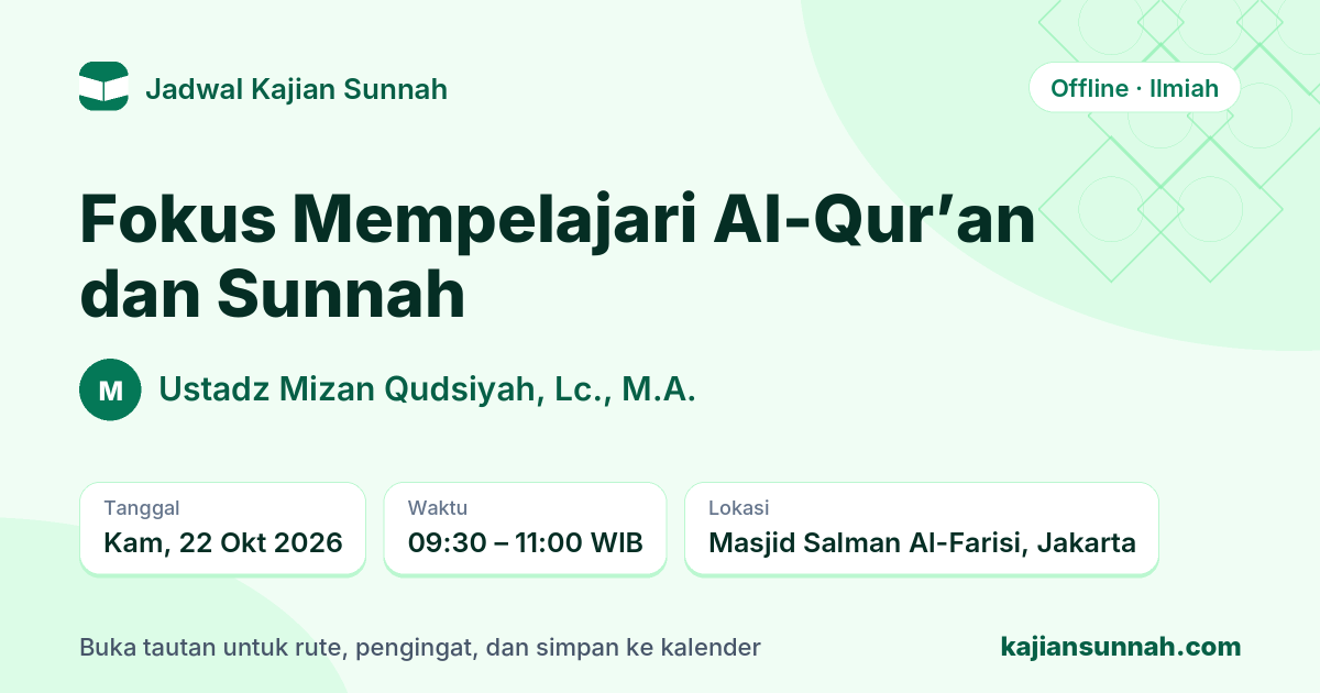 Kartu Fokus Mempelajari Al-Qur’an dan Sunnah