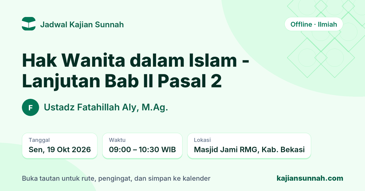 Kartu Hak Wanita dalam Islam - Lanjutan Bab II Pasal 2