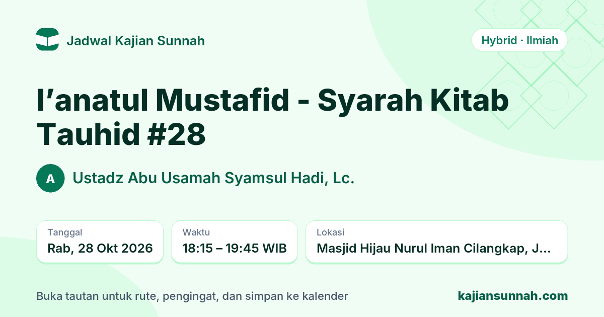 Kartu I’anatul Mustafid - Syarah Kitab Tauhid #28