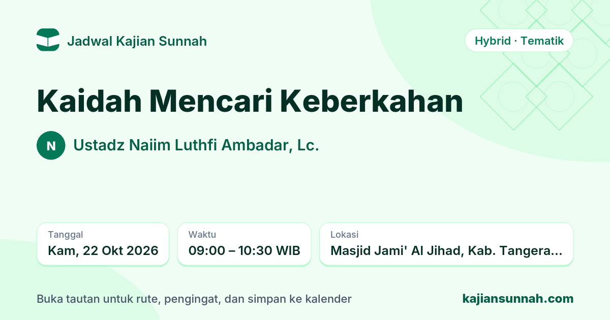 Kartu Kaidah Mencari Keberkahan