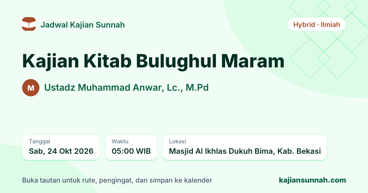 Kartu Kajian Kitab Bulughul Maram