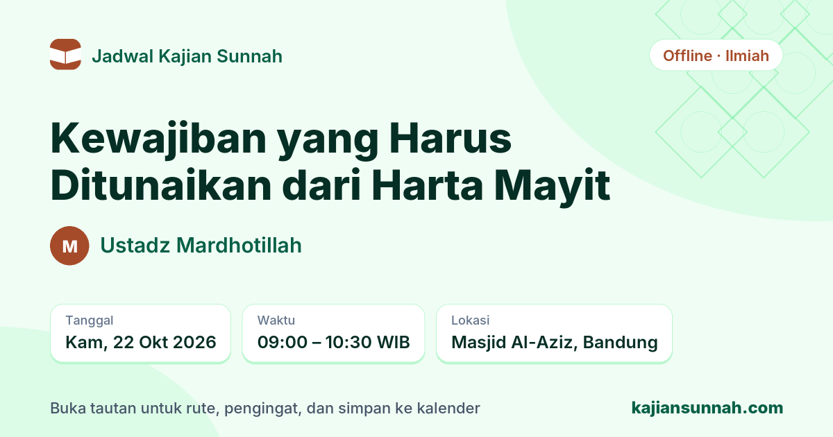 Kartu Kewajiban yang Harus Ditunaikan dari Harta Mayit