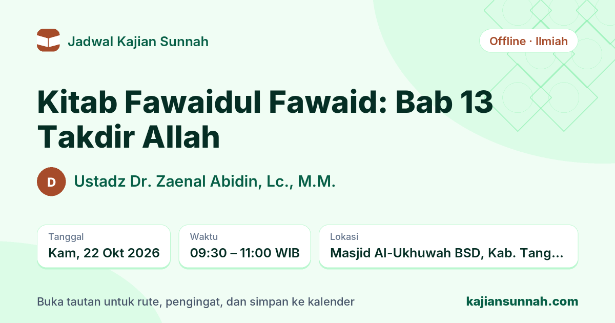 Kartu Kitab Fawaidul Fawaid: Bab 13 Takdir Allah