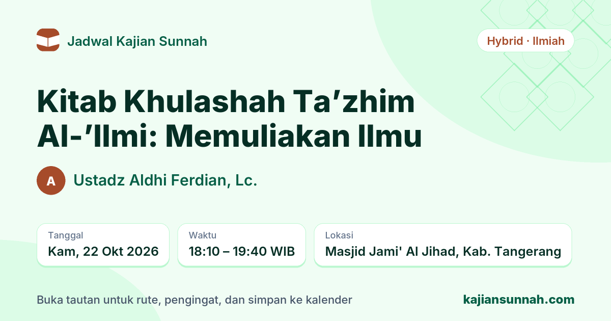 Kartu Kitab Khulashah Ta’zhim Al-’Ilmi: Memuliakan Ilmu