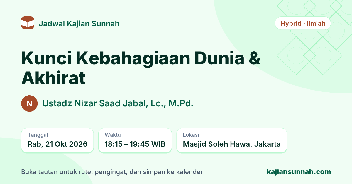 Kartu Kunci Kebahagiaan Dunia & Akhirat