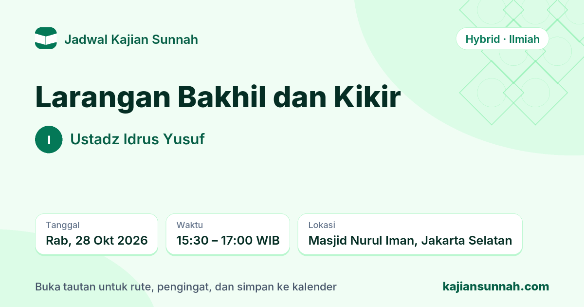 Kartu Larangan Bakhil dan Kikir