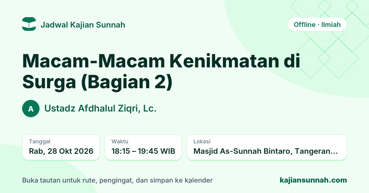 Kartu Macam-Macam Kenikmatan di Surga (Bagian 2)