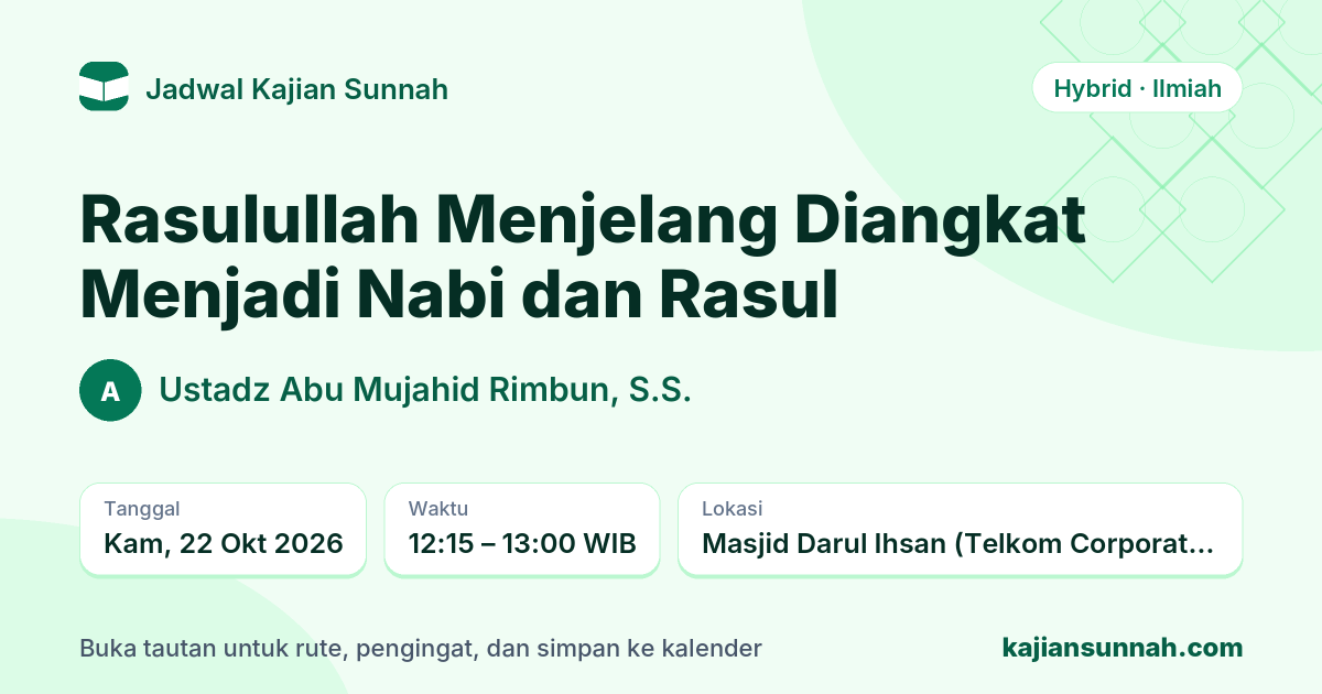Kartu Rasulullah Menjelang Diangkat Menjadi Nabi dan Rasul