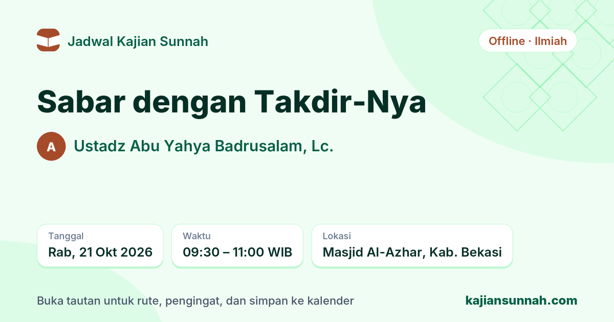 Kartu Sabar dengan Takdir-Nya