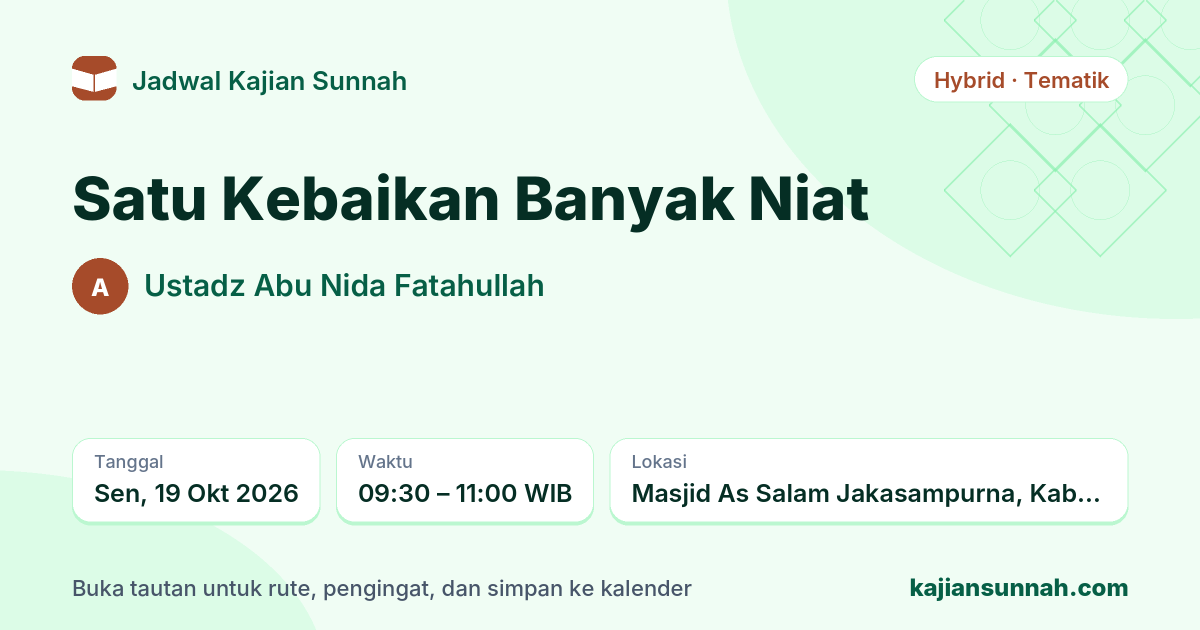 Kartu Satu Kebaikan Banyak Niat