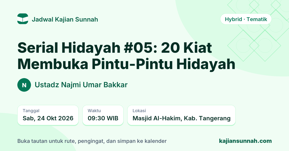 Kartu Serial Hidayah #05: 20 Kiat Membuka Pintu-Pintu Hidayah