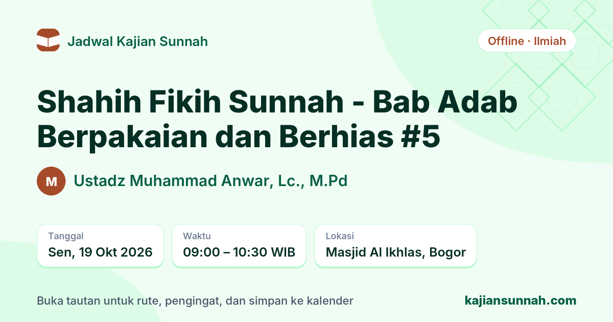 Kartu Shahih Fikih Sunnah - Bab Adab Berpakaian dan Berhias #5