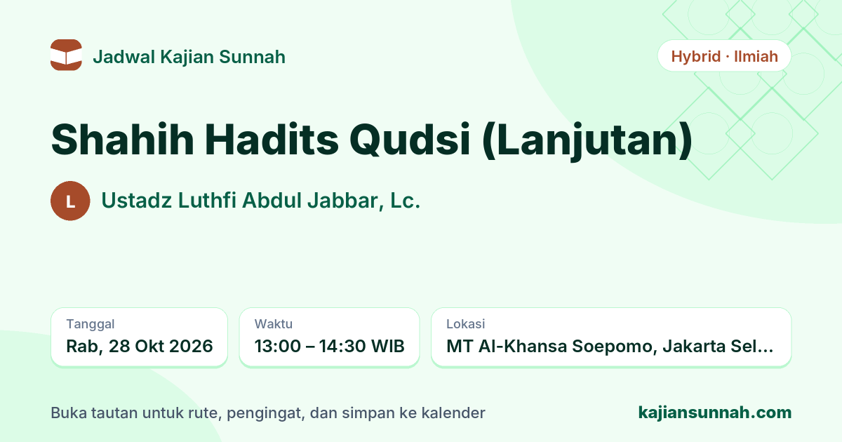 Kartu Shahih Hadits Qudsi (Lanjutan)