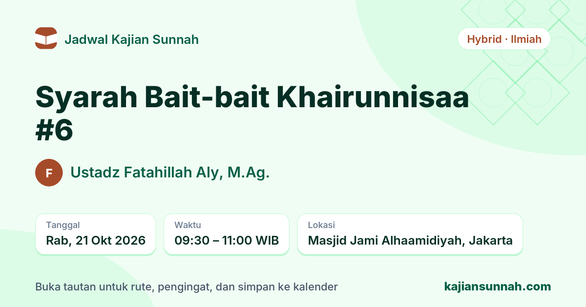 Kartu Syarah Bait-bait Khairunnisaa #6