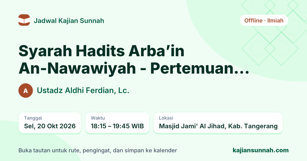 Kartu Syarah Hadits Arba’in An-Nawawiyah - Pertemuan ke-29