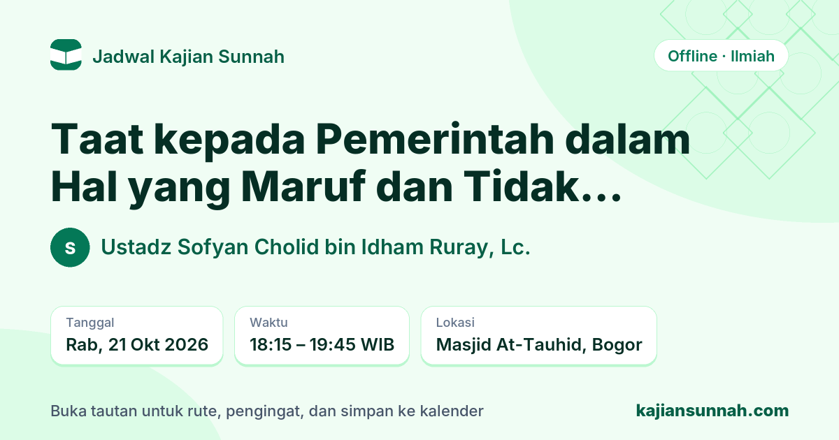 Kartu Taat kepada Pemerintah dalam Hal yang Maruf dan Tidak Memberontak