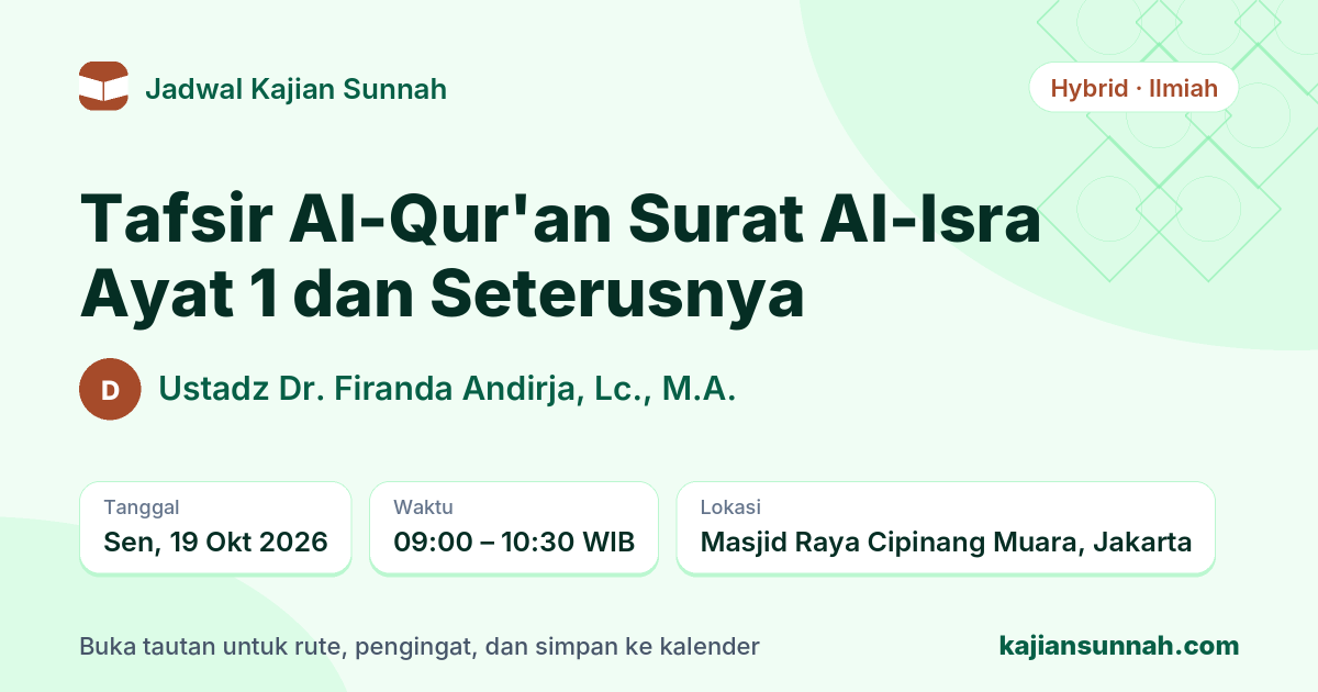 Kartu Tafsir Al-Qur'an Surat Al-Isra Ayat 1 dan Seterusnya