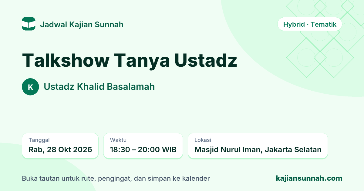 Kartu Talkshow Tanya Ustadz